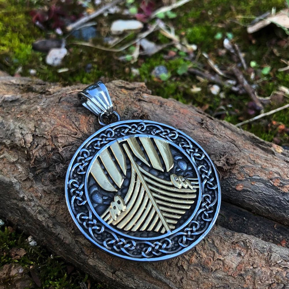 Vikings Longship Stainless Steel Pendant Necklace | Pendant and Necklace | Wiccan Center