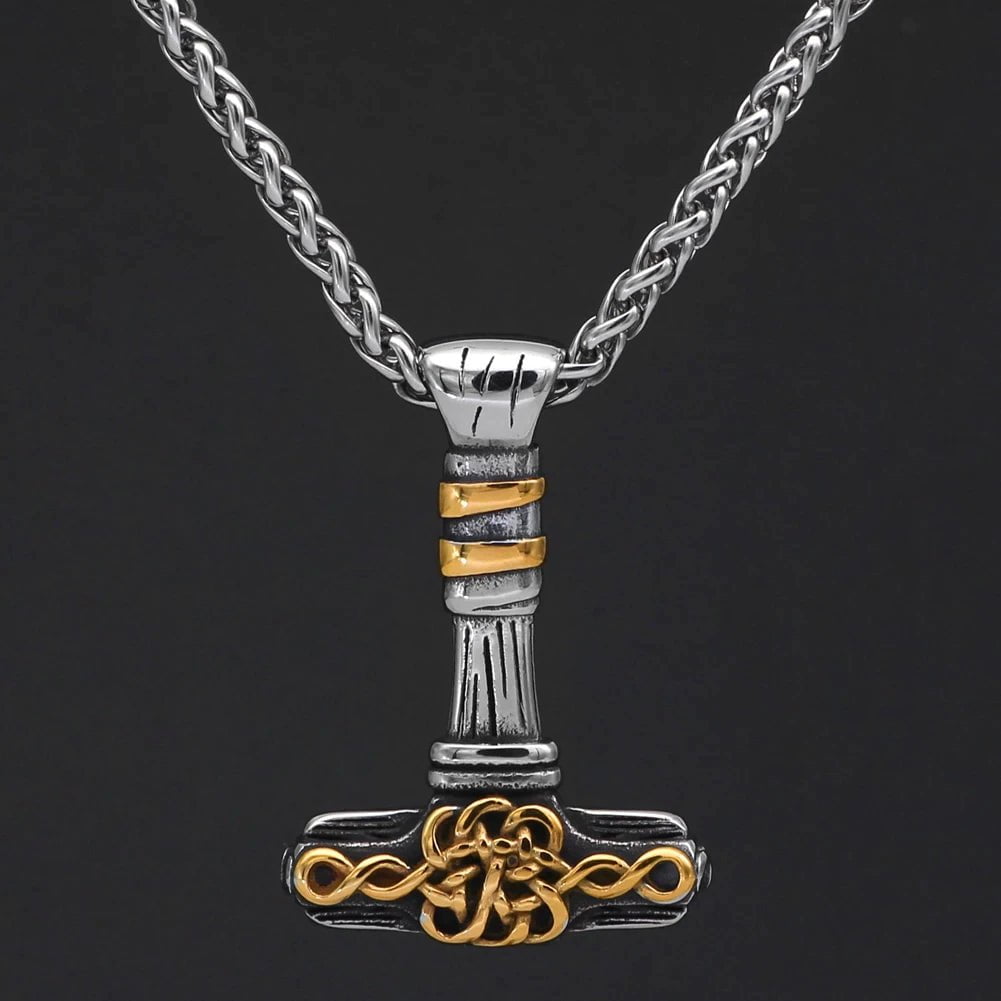 Vikings Mjolnir Celtic Knot Stainless Steel Necklace | Pendant and Necklace | Wiccan Center