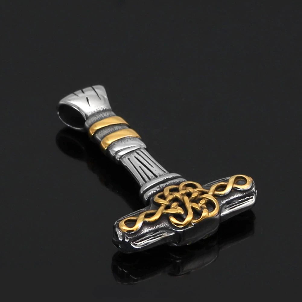 Vikings Mjolnir Celtic Knot Stainless Steel Necklace | Pendant and Necklace | Wiccan Center
