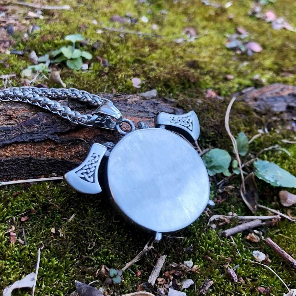 Vikings Odin and Axe Stainless Steel Necklace | Pendant and Necklace | Wiccan Center