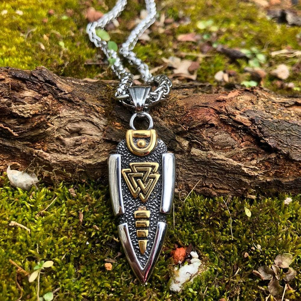 Vikings Odin's Gungir Valknut Stainless Steel Necklace | Pendant and Necklace | Wiccan Center