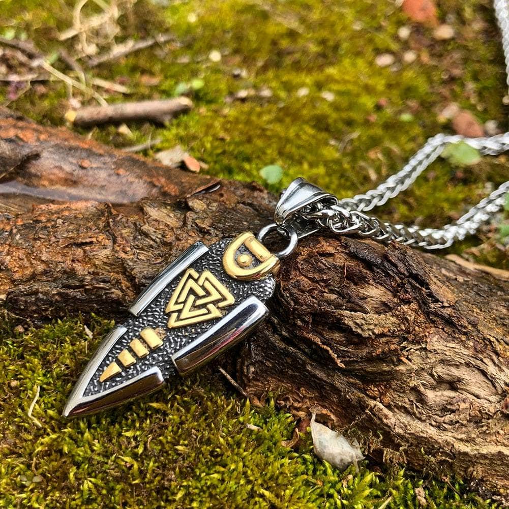 Vikings Odin's Gungir Valknut Stainless Steel Necklace | Pendant and Necklace | Wiccan Center