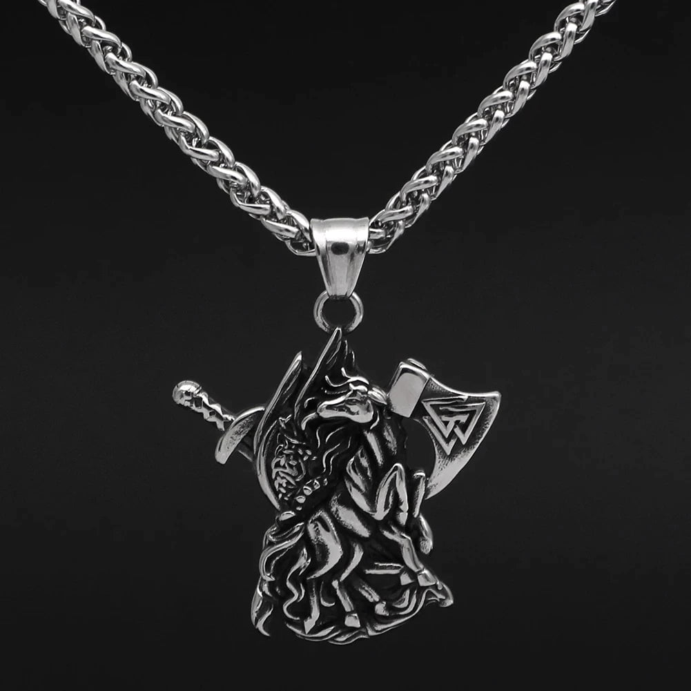 Vikings Sleipnir Axe Stainless Steel Pendant Necklace | Pendant and Necklace | Wiccan Center