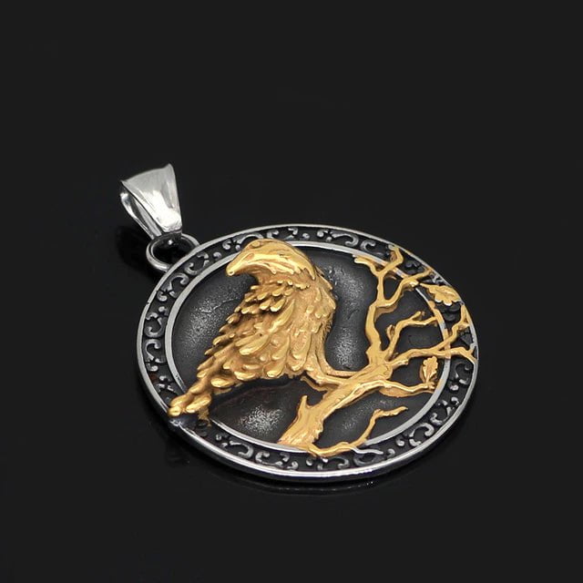 Vikings The Odin's Raven Stainless Steel Necklace | Pendant and Necklace | Wiccan Center