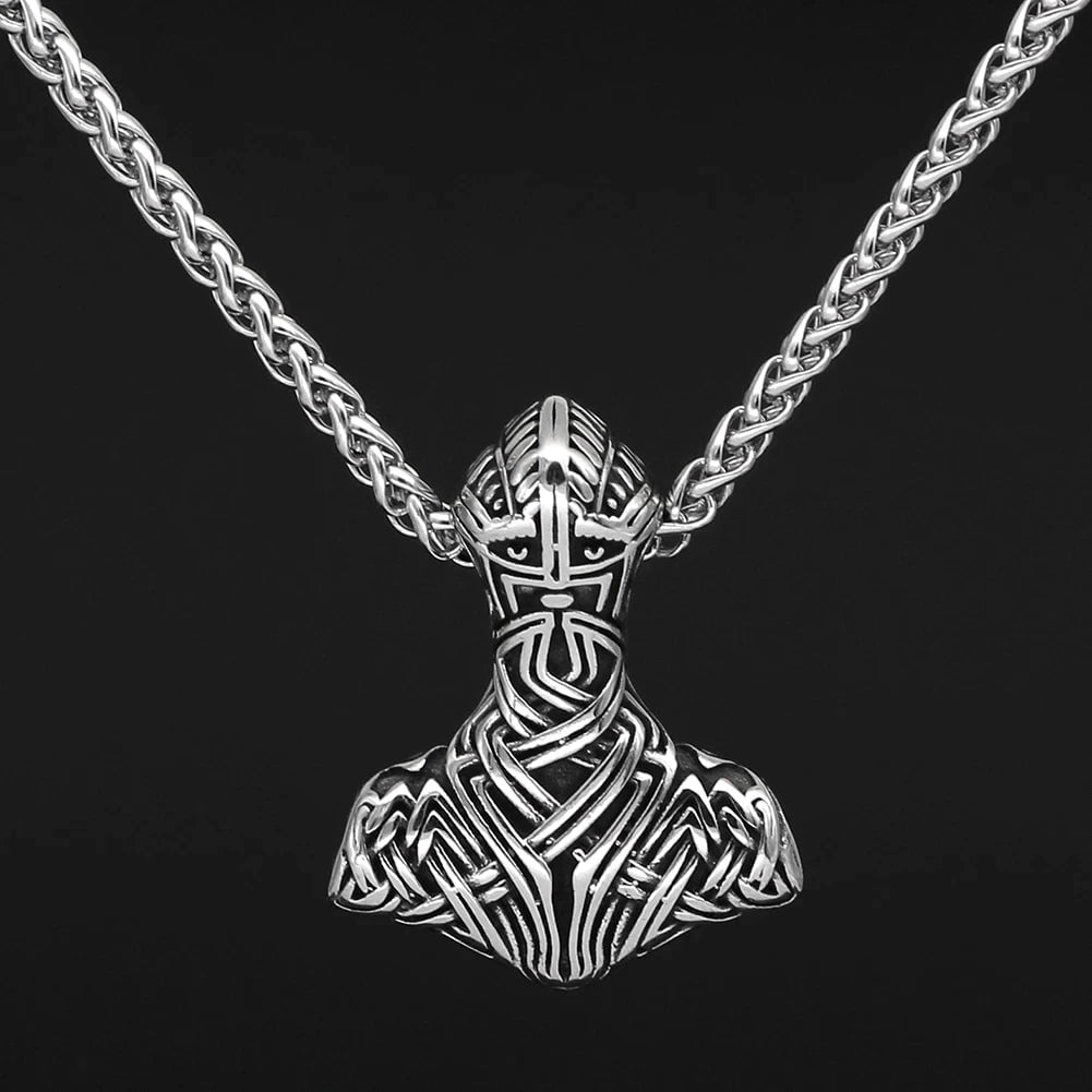 Vikings Thor Hammer Warrior Stainless Steel Necklace | Pendant and Necklace | Wiccan Center