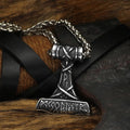 Vikings Thor's Hammer Rune Stainless Steel Necklace | Pendant and Necklace | Wiccan Center