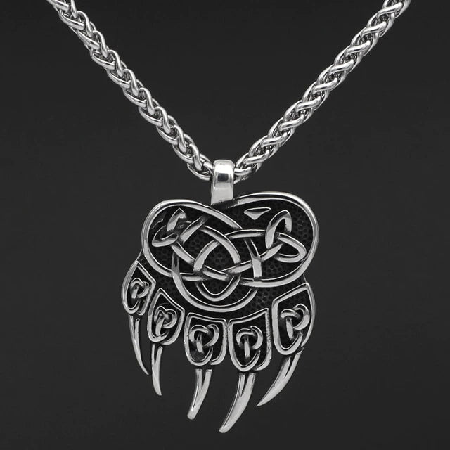 Vikings Wolf Paw Valknut Stainless Steel Necklace | Pendant and Necklace | Wiccan Center