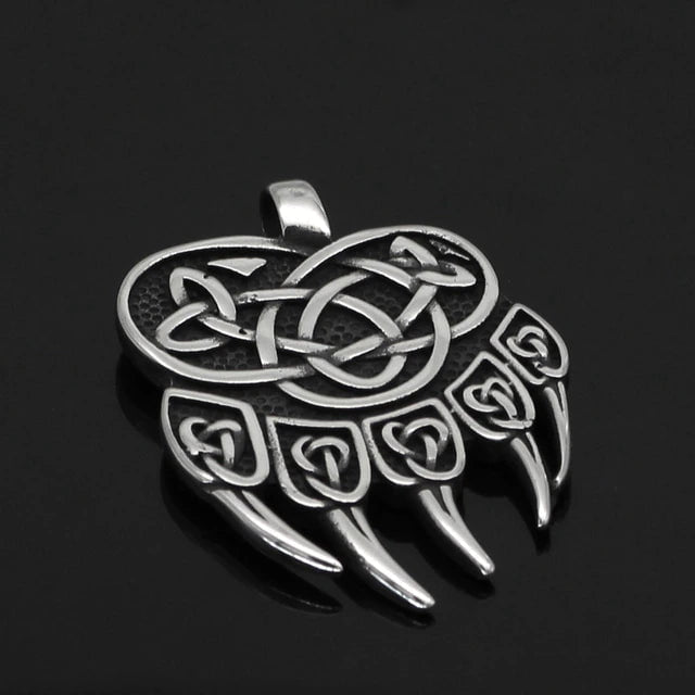 Vikings Wolf Paw Valknut Stainless Steel Necklace | Pendant and Necklace | Wiccan Center