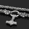 Vikings Mjolnir in Dragon Head Stainless Steel Necklace | Pendant and Necklaces | Wiccan Center