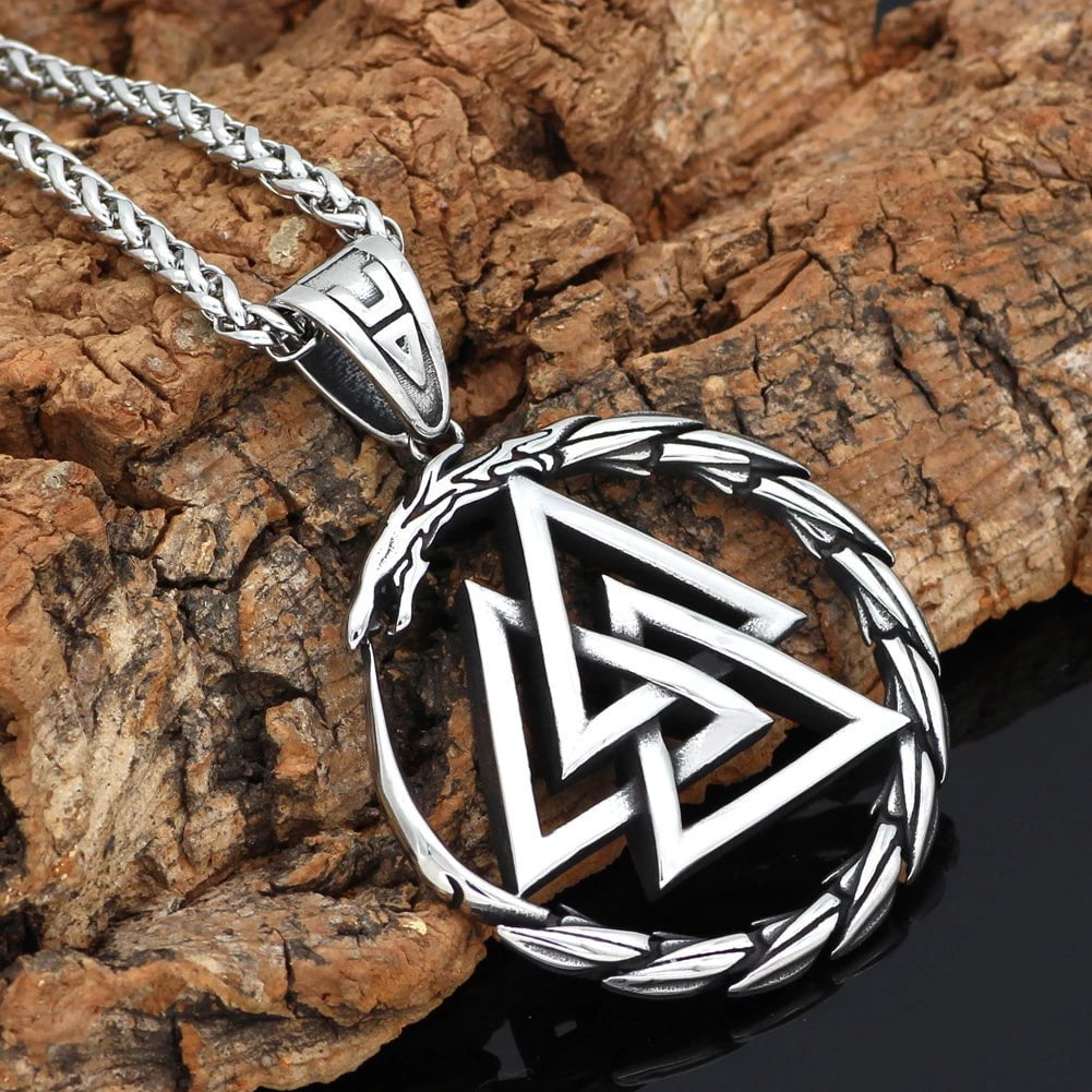 Vikings Dragon Valknut Stainless Steel Necklace | Pendant and Necklaces | Wiccan Center