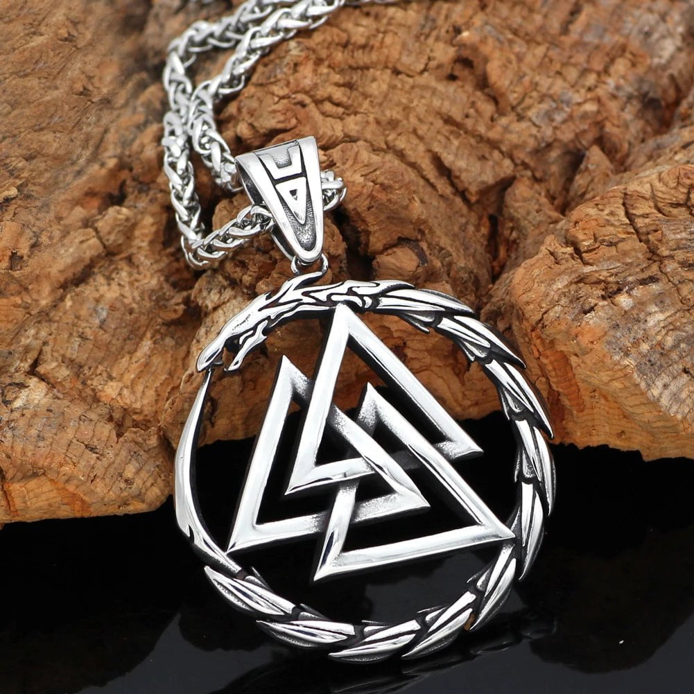 Vikings Dragon Valknut Stainless Steel Necklace | Pendant and Necklaces | Wiccan Center