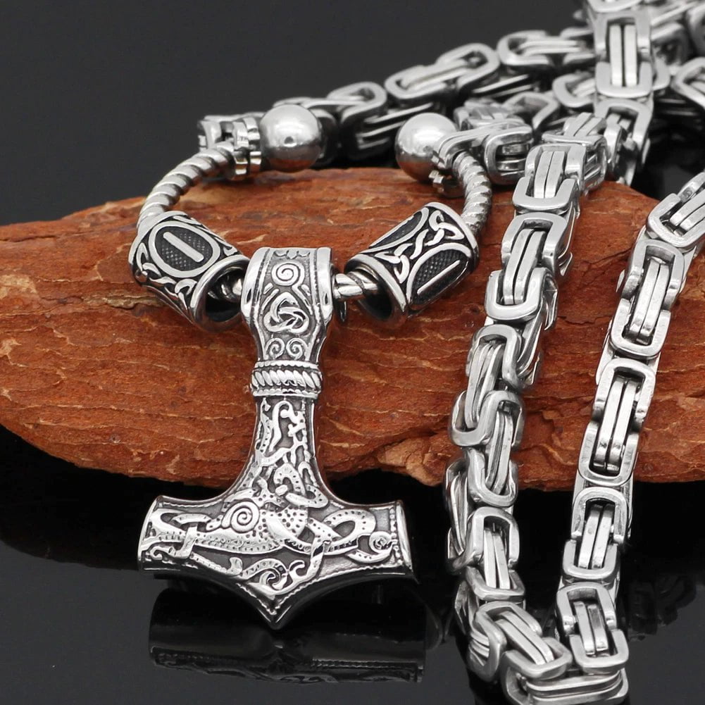 Vikings Hammer of Thor Stainless Steel Necklace | Pendant and Necklaces | Wiccan Center
