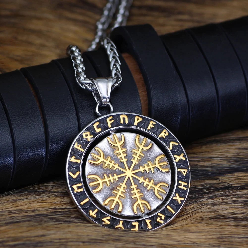 Vikings Helm of Awe Runic Stainless Steel Necklace | Pendant and Necklaces | Wiccan Center