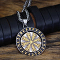 Vikings Helm of Awe Runic Stainless Steel Necklace | Pendant and Necklaces | Wiccan Center