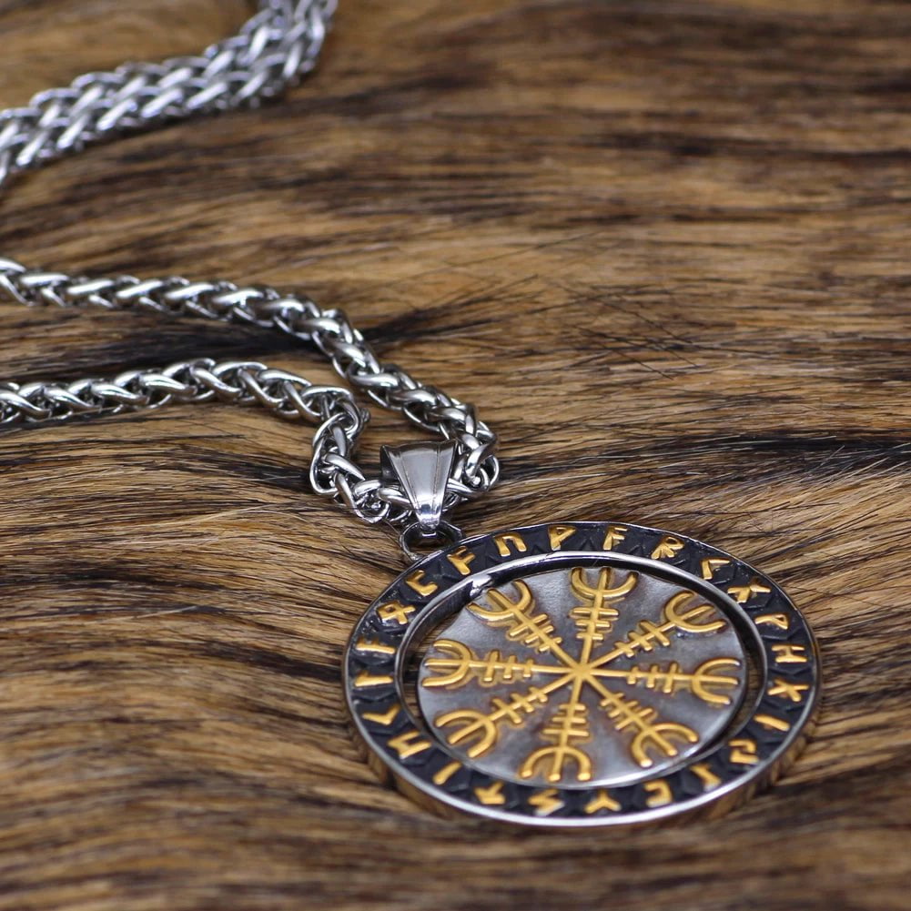 Vikings Helm of Awe Runic Stainless Steel Necklace | Pendant and Necklaces | Wiccan Center