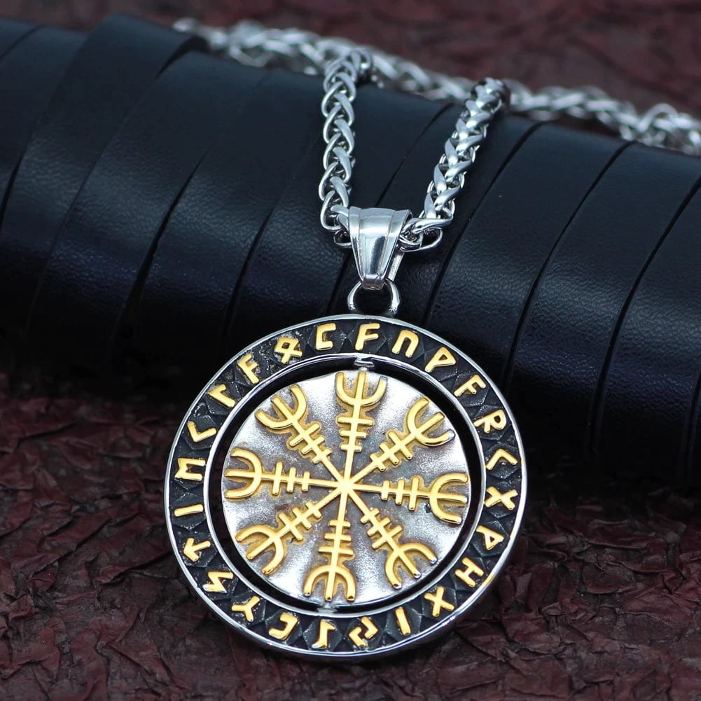 Vikings Helm of Awe Runic Stainless Steel Necklace | Pendant and Necklaces | Wiccan Center