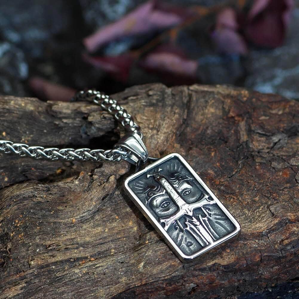 Vikings Odin's Face Stainless Steel Amulet Necklace | Pendant and Necklaces | Wiccan Center