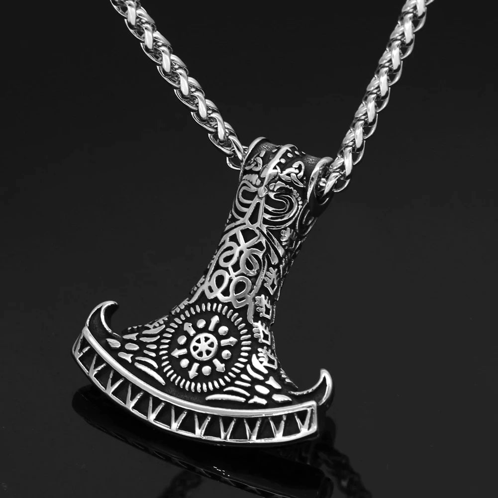Vikings Raven in Mjolnir Stainless Steel Necklace | Pendant and Necklaces | Wiccan Center