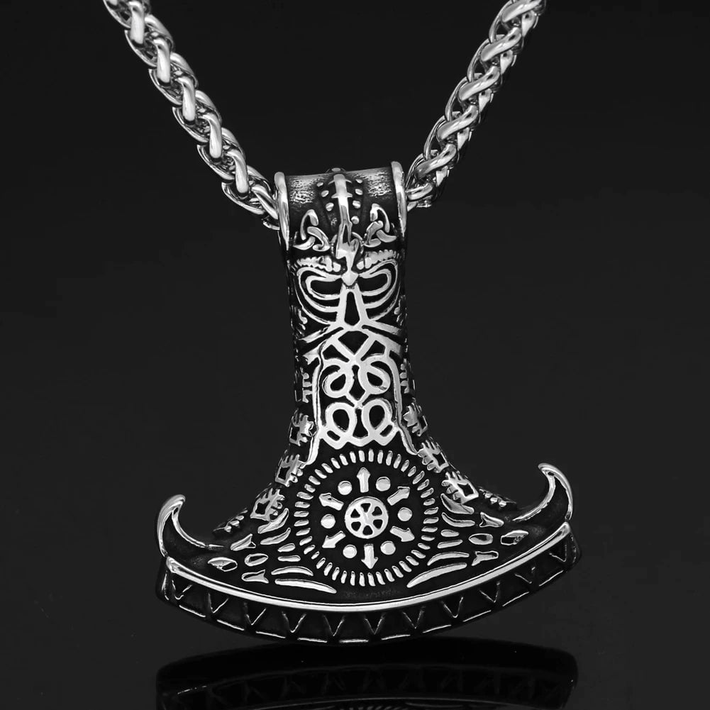 Vikings Raven in Mjolnir Stainless Steel Necklace | Pendant and Necklaces | Wiccan Center
