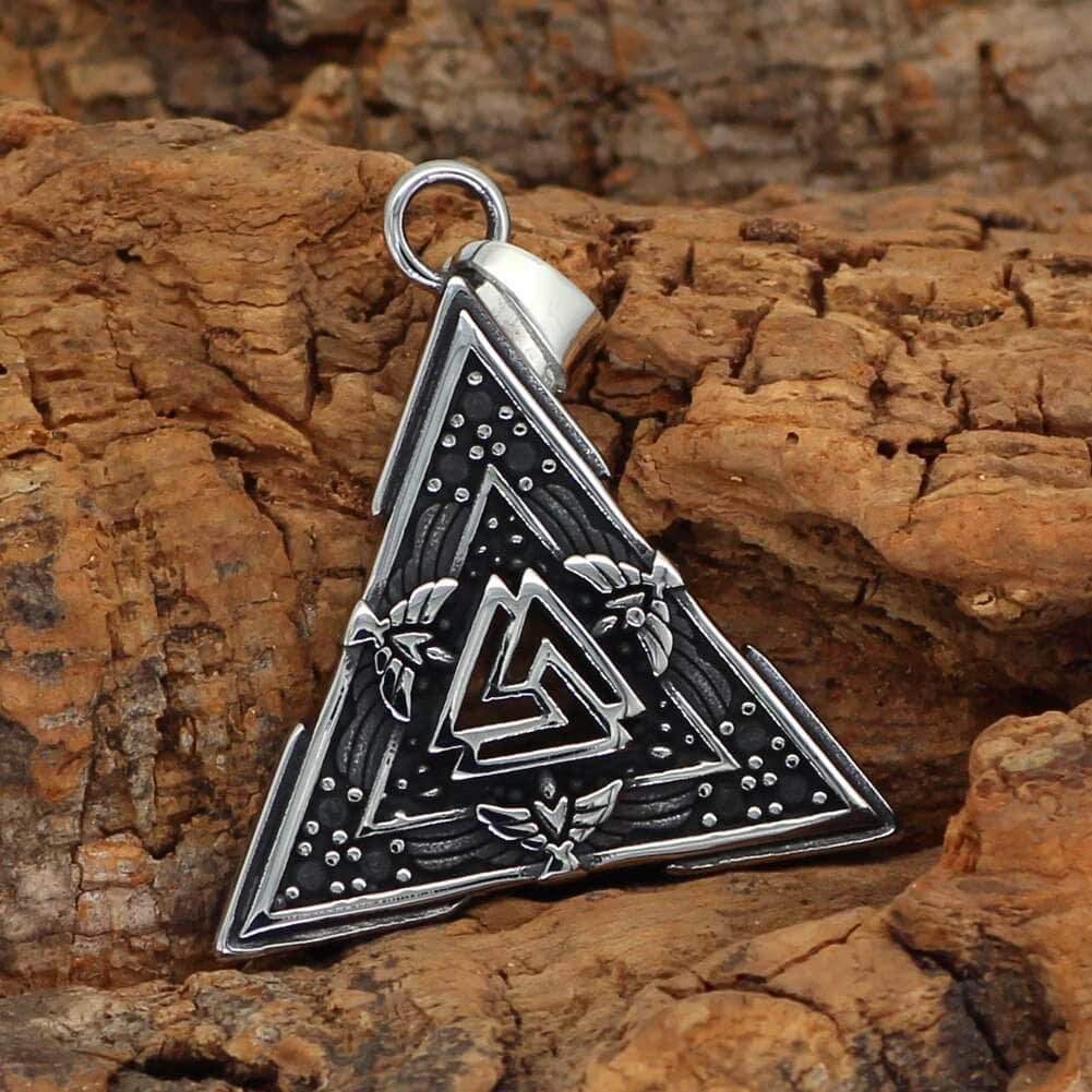 Vikings Valknut and Raven Stainless Steel Necklace | Pendant and Necklaces | Wiccan Center