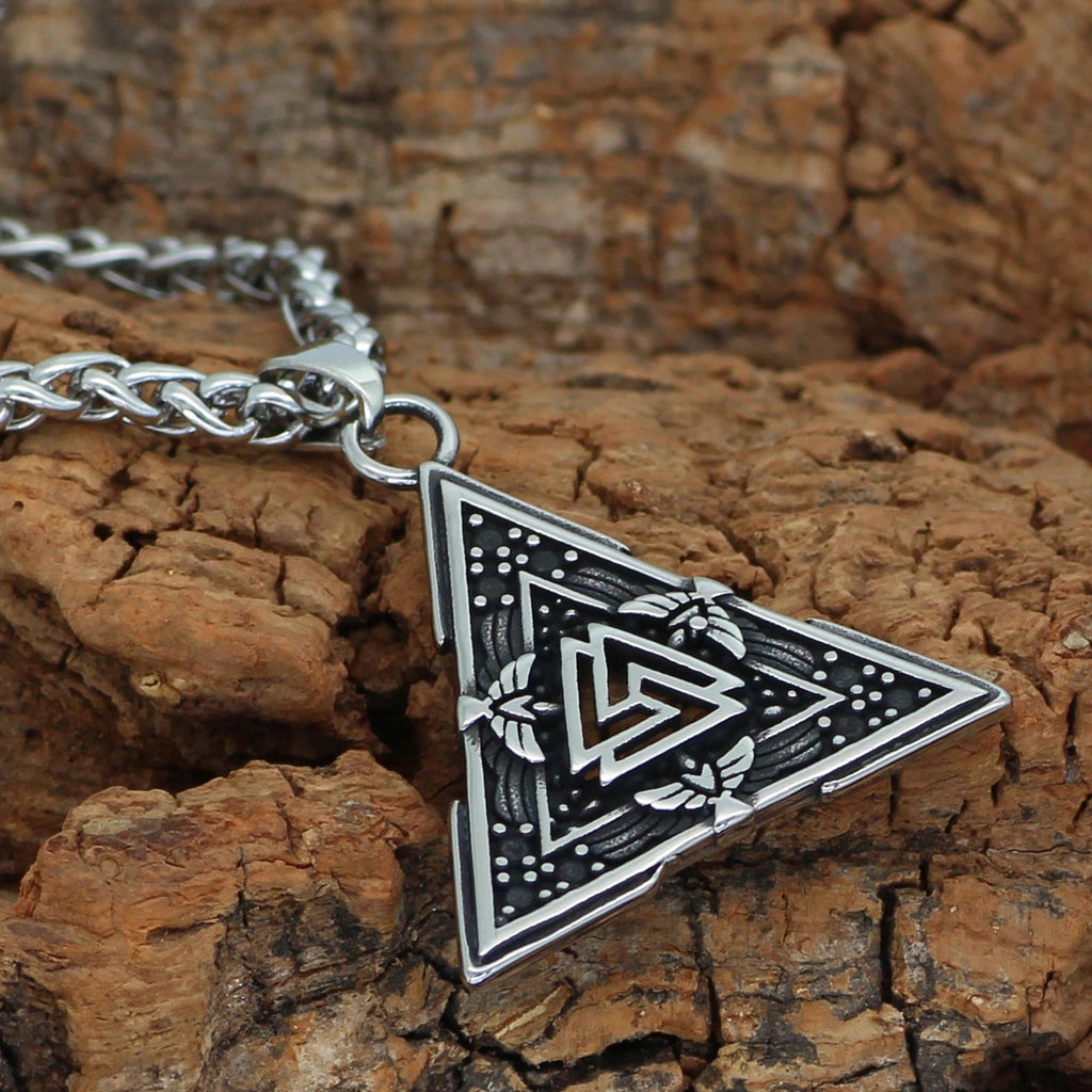 Vikings Valknut and Raven Stainless Steel Necklace | Pendant and Necklaces | Wiccan Center