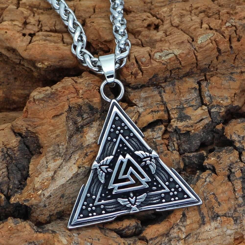 Vikings Valknut and Raven Stainless Steel Necklace | Pendant and Necklaces | Wiccan Center
