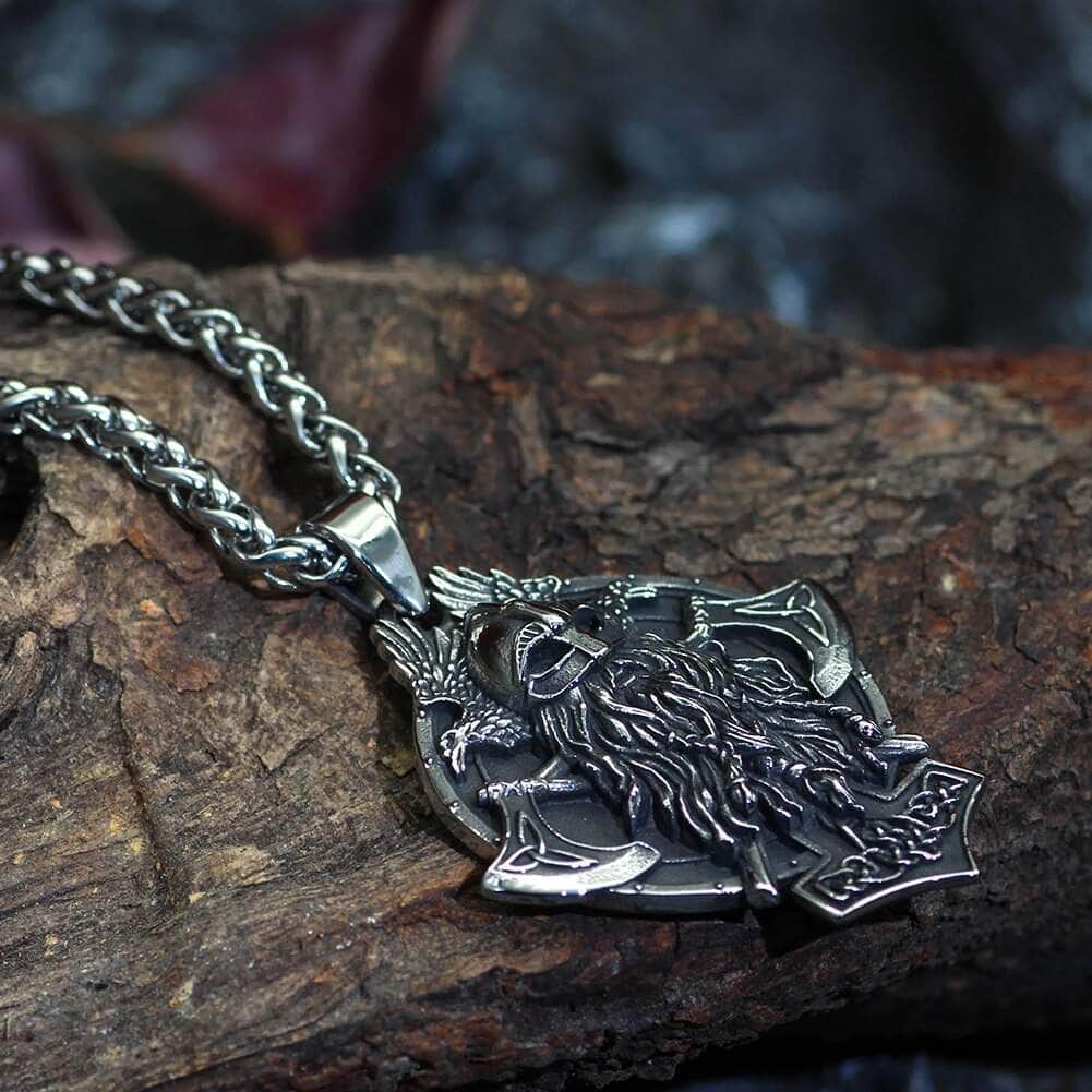 Vikings Warrior and Axe Stainless Steel Necklace | Pendant and Necklaces | Wiccan Center