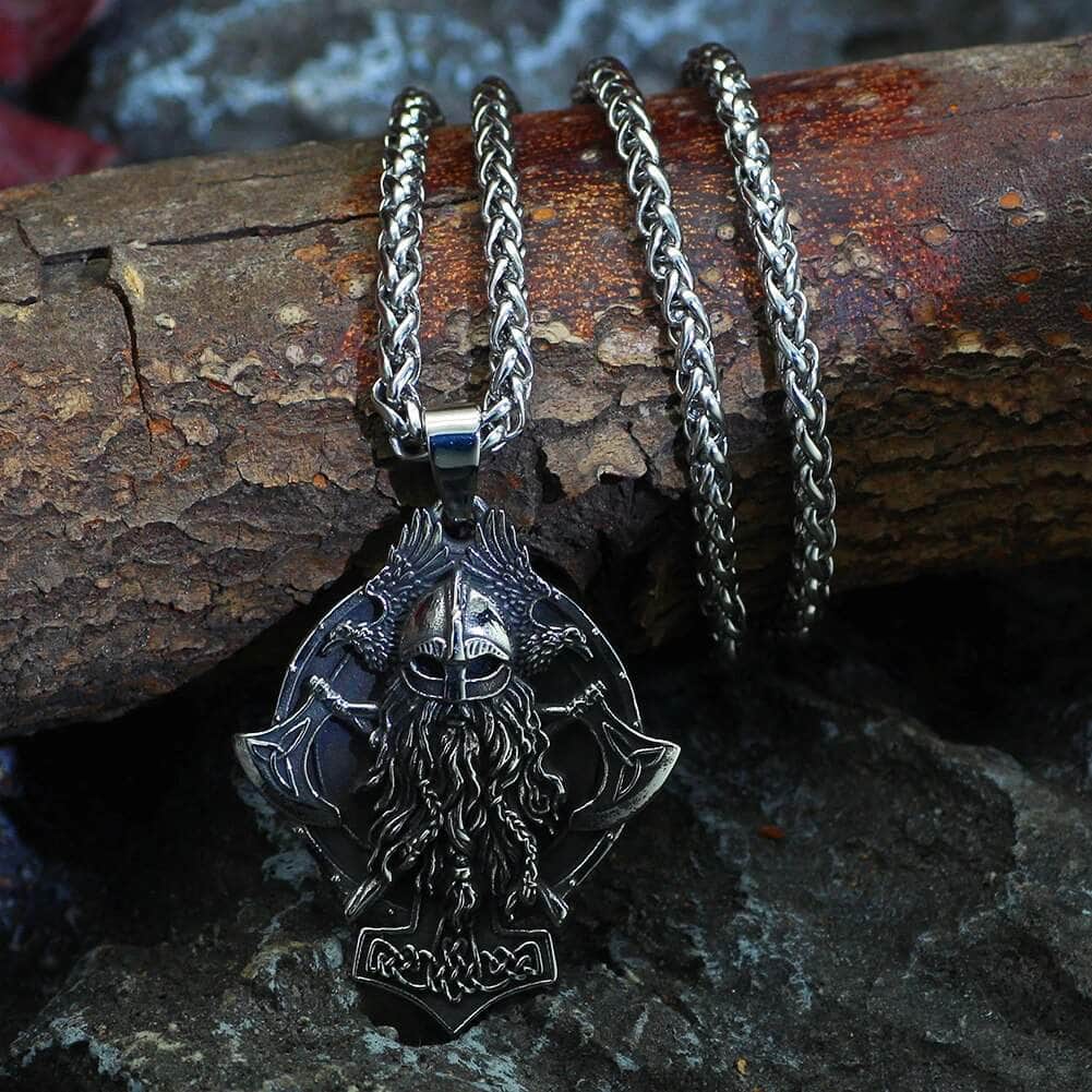 Vikings Warrior and Axe Stainless Steel Necklace | Pendant and Necklaces | Wiccan Center