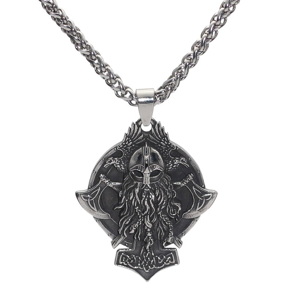Vikings Warrior and Axe Stainless Steel Necklace | Pendant and Necklaces | Wiccan Center