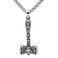 Vikings Valknut Thor Hammer Stainless Steel Necklace | Pendants & Necklaces | Wiccan Center
