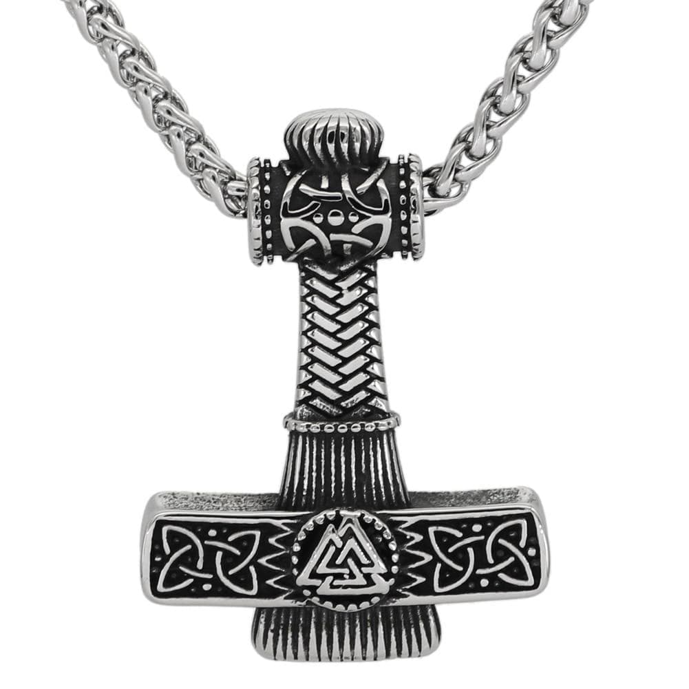 Viking Mjolnir Valknut Stainless Steel Necklace | Pendant Necklaces | Wiccan Center