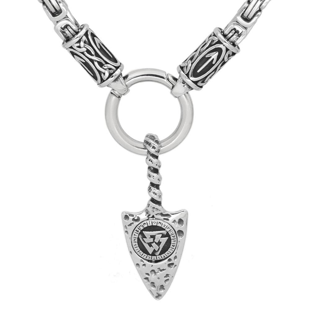 Vikings Gungnir Valknut Stainless Steel Necklace | Pendants & Necklaces | Wiccan Center