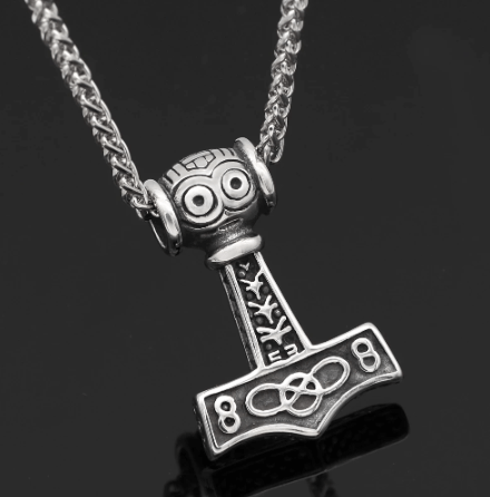 Vikings Thor's Face Mjolnir Pendant Necklace | Pendant Necklaces | Wiccan Center