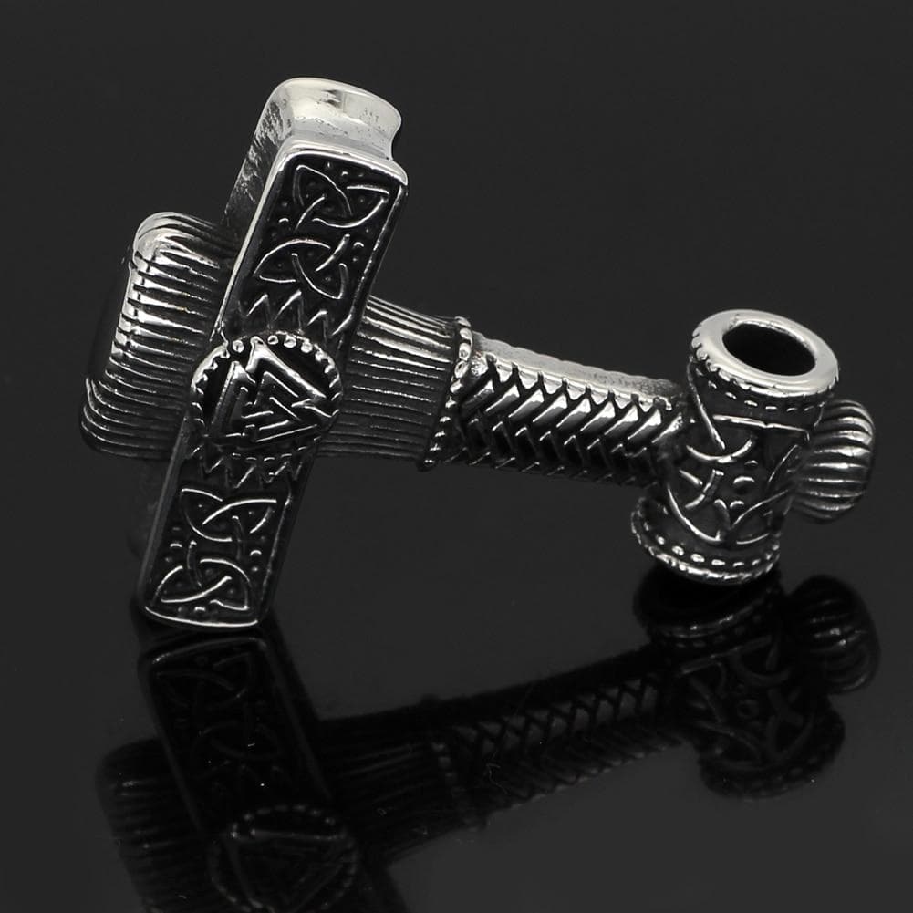 Viking Mjolnir Valknut Stainless Steel Necklace | Pendant Necklaces | Wiccan Center