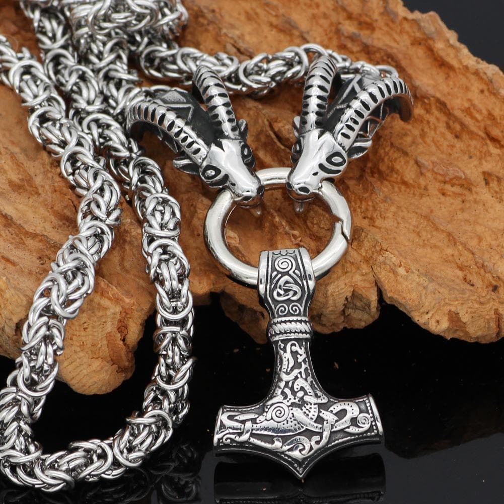 Vikings Mjolnir Stainless Steel Ram Chain Necklace | Pendants & Necklaces | Wiccan Center