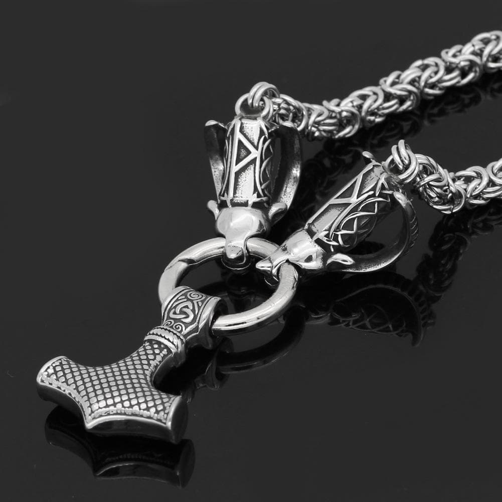Vikings Mjolnir Stainless Steel Ram Chain Necklace | Pendants & Necklaces | Wiccan Center