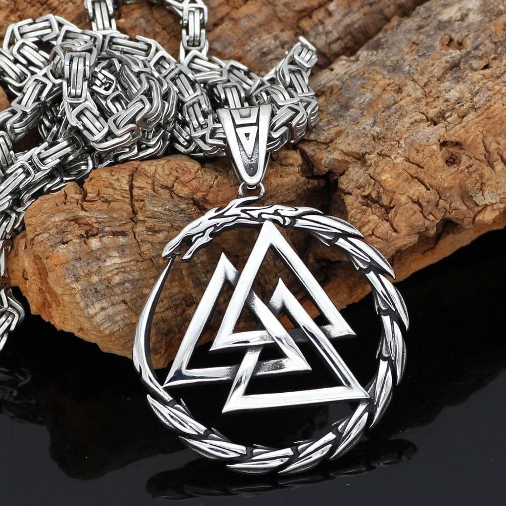 Vikings Jörmungandr Valknut Stainless Steel Necklace | Pendants & Necklaces | Wiccan Center