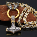 Vikings Snake Mjolnir Stainless Steel King Chain Necklace | Pendants & Necklaces | Wiccan Center