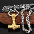 Vikings Wolf Mjolnir King Chain Stainless Steel Necklace | Pendants & Necklaces | Wiccan Center