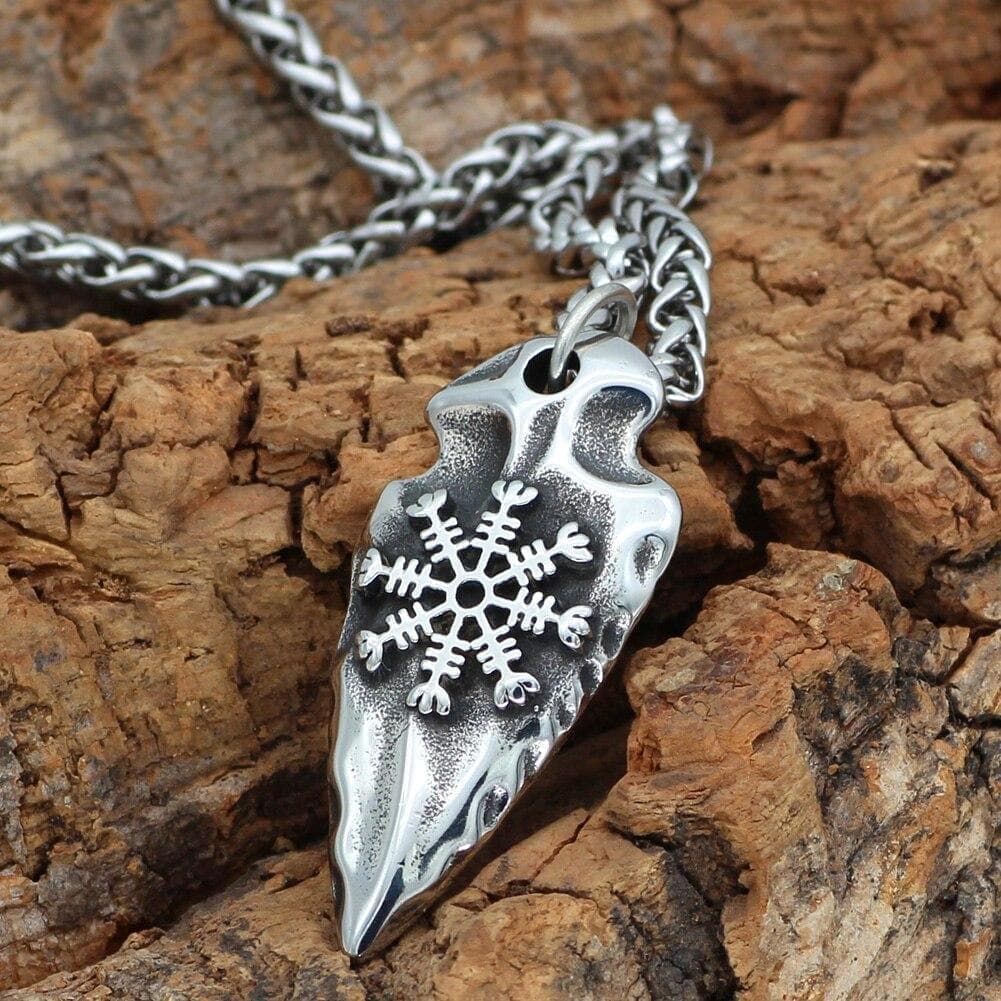 Viking Gungnir with Helm of Awe Stainless Steel Pendant & necklace | Pendants & Necklaces | Wiccan Center