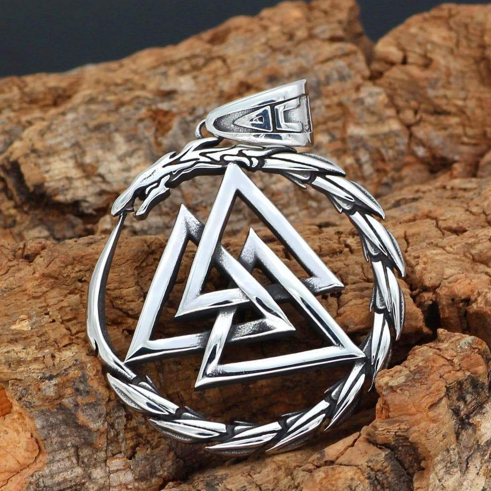 Vikings Jörmungandr Valknut Stainless Steel Necklace | Pendants & Necklaces | Wiccan Center