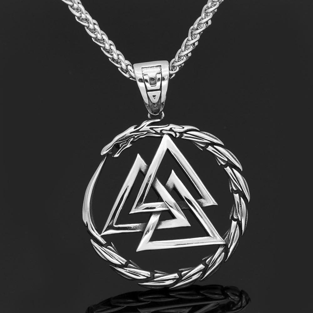 Vikings Jörmungandr Valknut Stainless Steel Necklace | Pendants & Necklaces | Wiccan Center