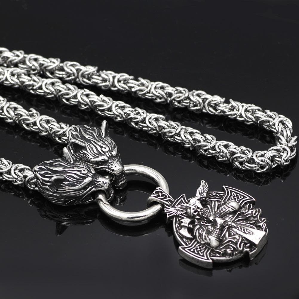Vikings Odin's Wolf Chain Stainless Steel Necklace | Pendants & Necklaces | Wiccan Center