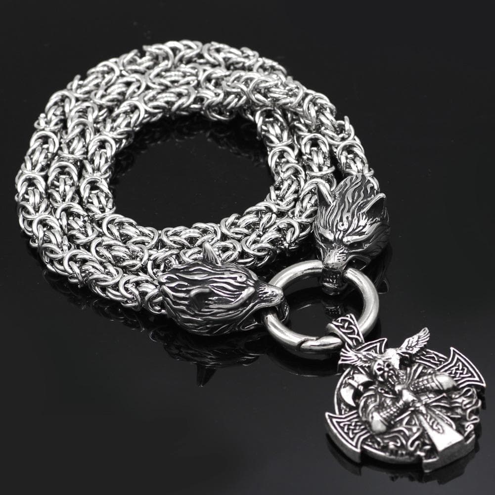 Vikings Odin's Wolf Chain Stainless Steel Necklace | Pendants & Necklaces | Wiccan Center