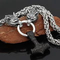 Vikings Wolf Head Mjolnir King Chain Stainless Steel Necklace | Pendants & Necklaces | Wiccan Center