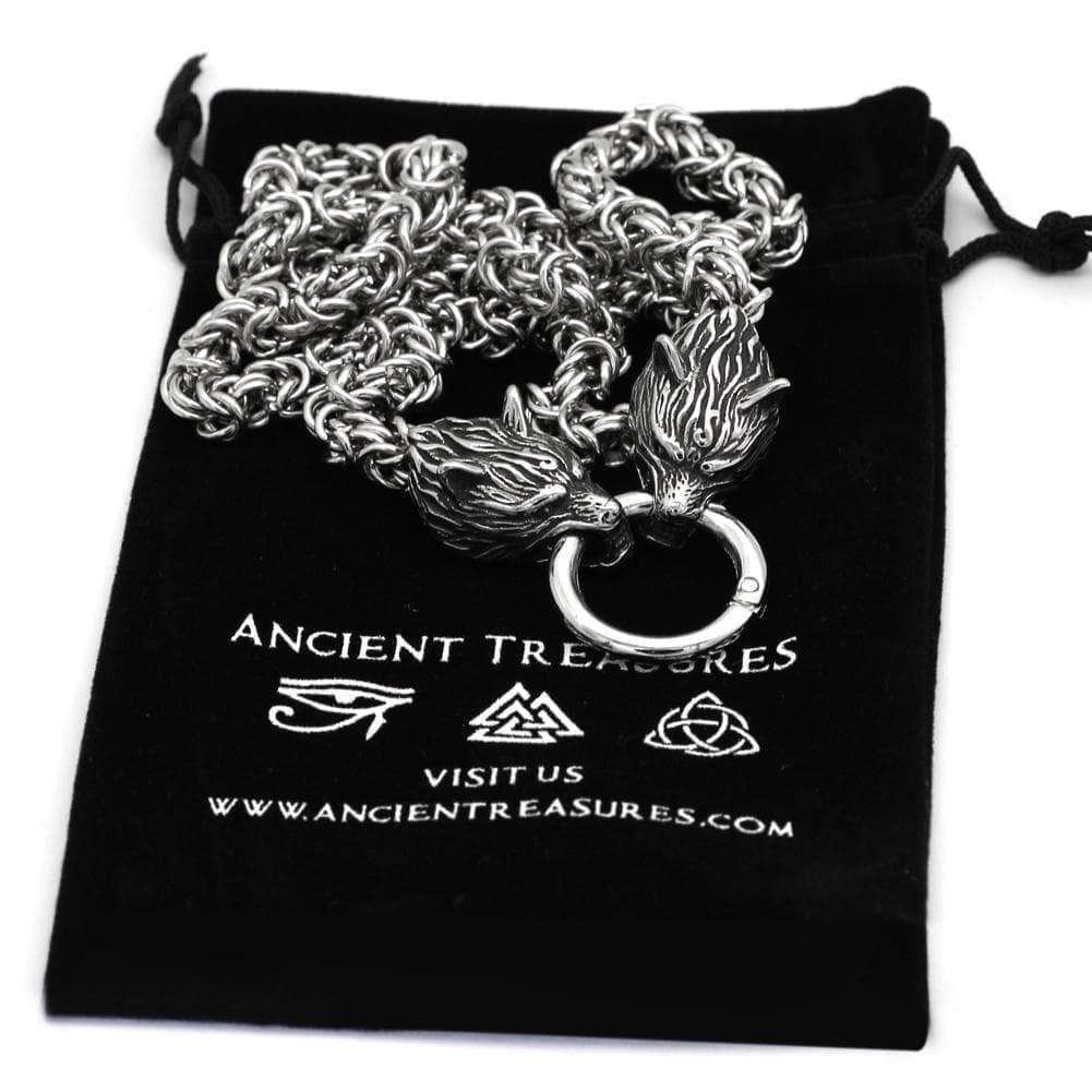 Vikings Wolf Head Stainless Steel Chain | Pendants & Necklaces | Wiccan Center