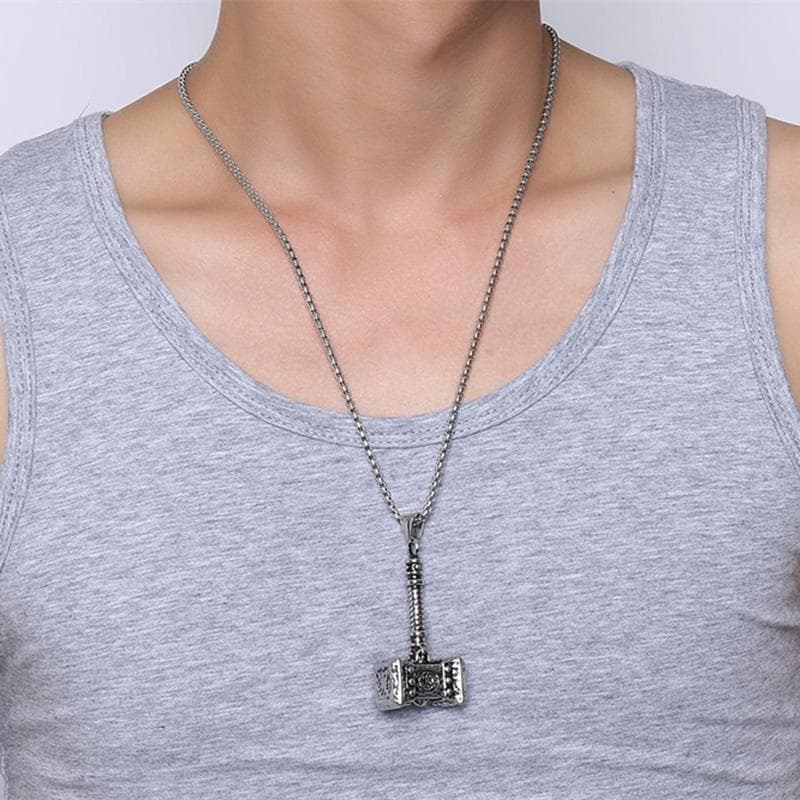 Vikings Thor's Hammer Stainless Steel Pendant Necklace | Pendants & Necklaces | Wiccan Center