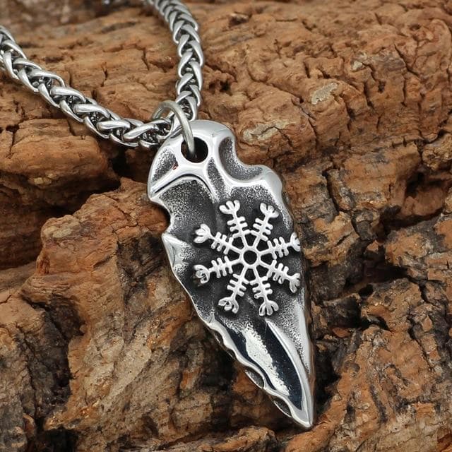 Viking Gungnir with Helm of Awe Stainless Steel Pendant & necklace | Pendants & Necklaces | Wiccan Center