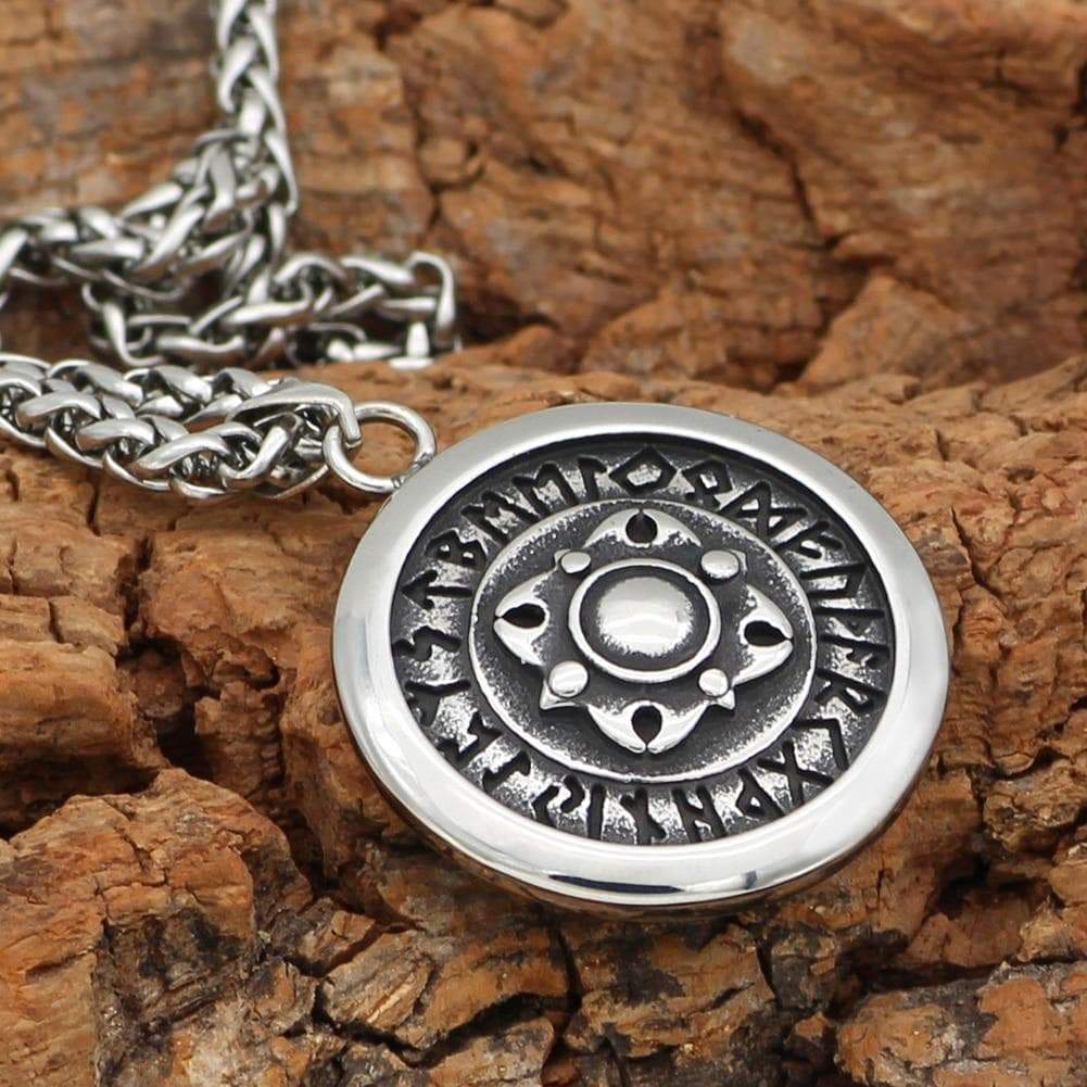 Viking Shield Rune and Compass Talisman Pendant & Necklace | Pendants & Necklaces | Wiccan Center