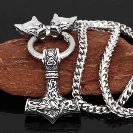 Vikings Mjolnir and Fenrir Pendant Necklace | Pendants & Necklaces | Wiccan Center